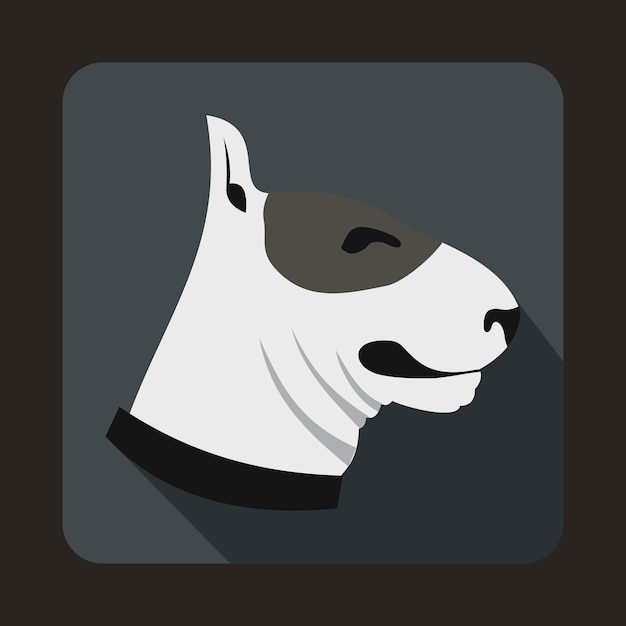 Bull terrier dog icon in flat style with long shadow Animals symbol