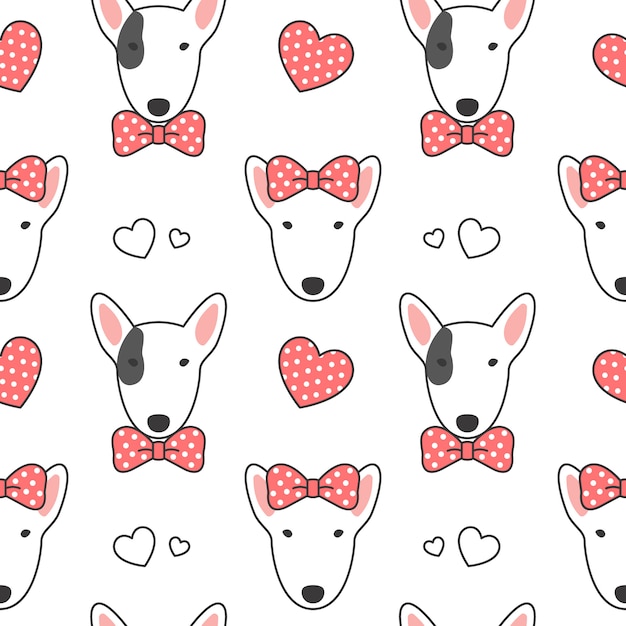 Bull terrier seamless pattern background