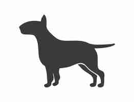 Vector bull terrier silhouette. black dog outline, what pet, vector icon