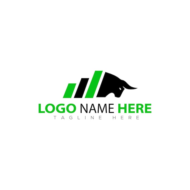 Vector bull trade growth green black logo illustration vector art