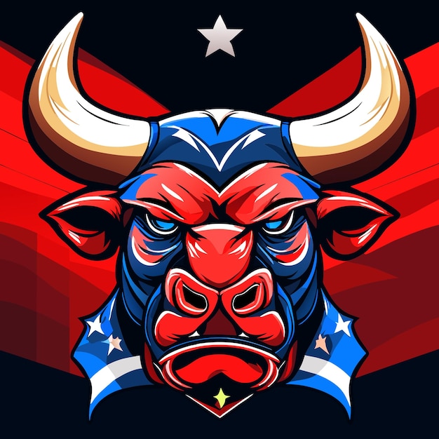 Vector bull in usa flag colors vector