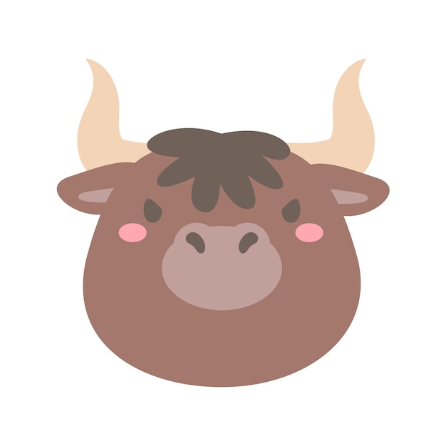 Vector bull vector cute animal face design for kids