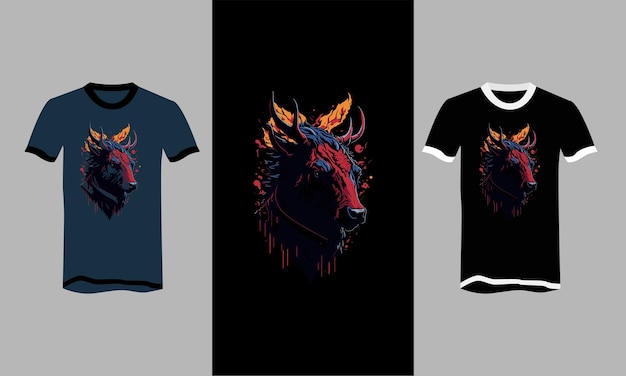 Bull with background splash red vector tshirt design