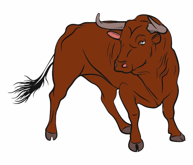 A bull with a big nose is drawn in a cartoon style.