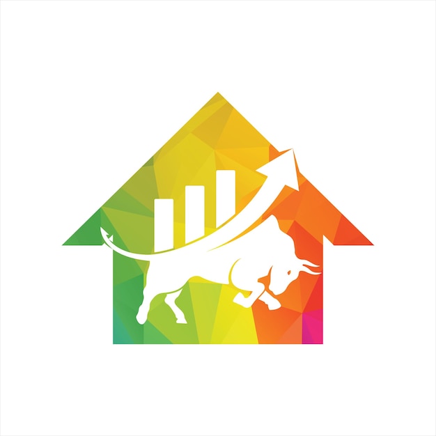Bull with chart bar logo design Finance vector logo design