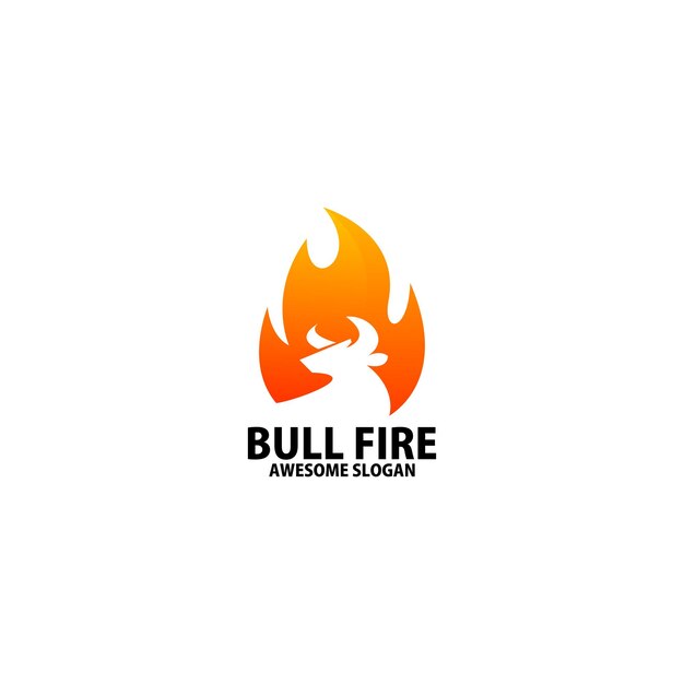 Bull with fire logo design gradient color