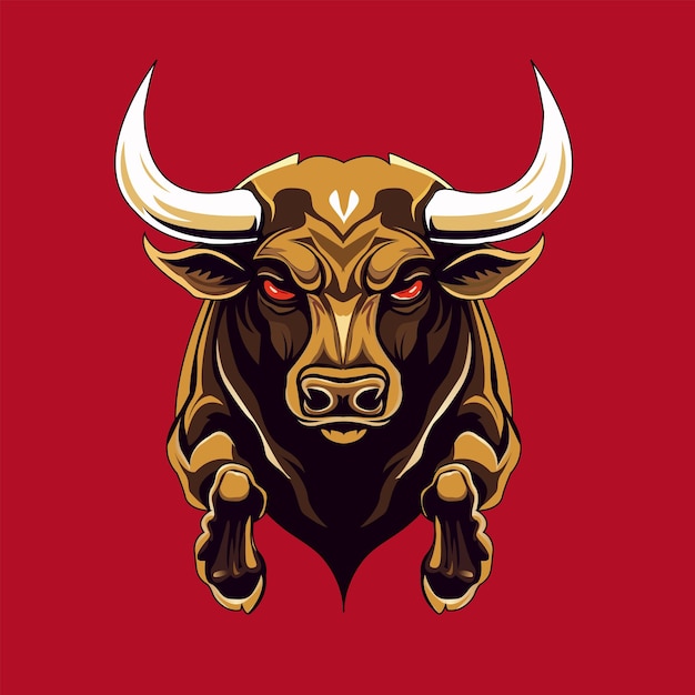 bull with horns Logo Mascot Illustration