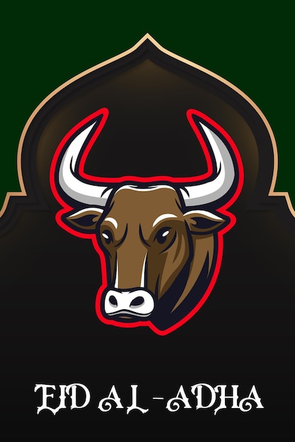 a bull with a red and green background