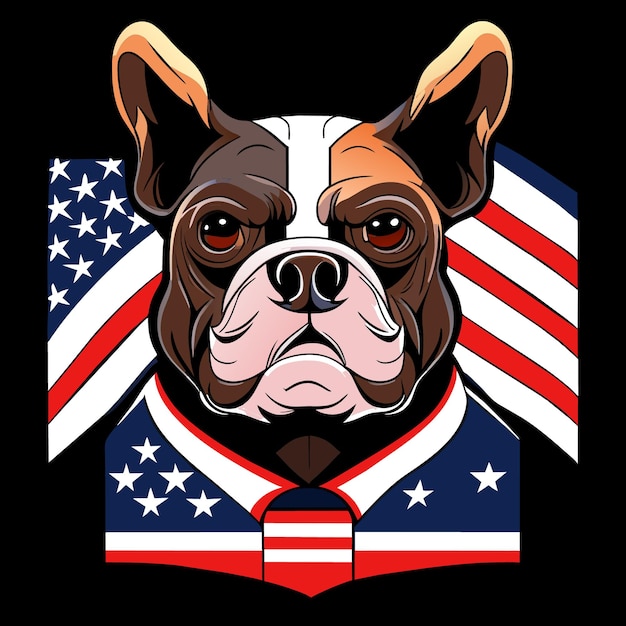 Vettore collezione di bulldog e bandiera americana