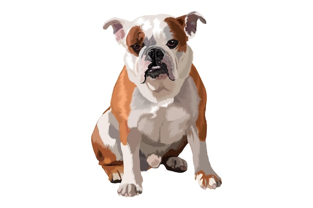 Vector bulldog boxer grumpy solo portrait