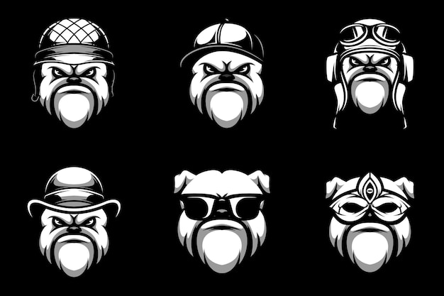 Vector bulldog bundle black and white