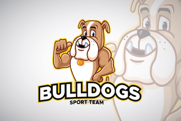 Vettore modello vettoriale di disegno del personaggio della mascotte del logo del fumetto del bulldog