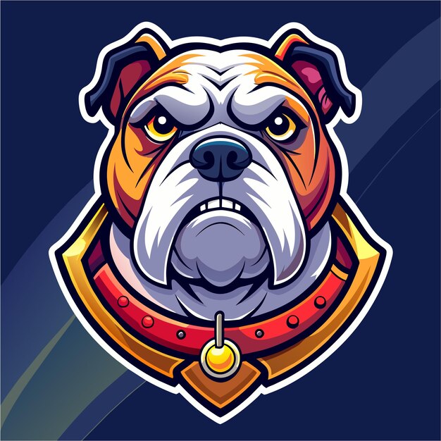 Vector bulldog cartoon wearing gold chain and cap hand drawn cartoon character sticker icon concept