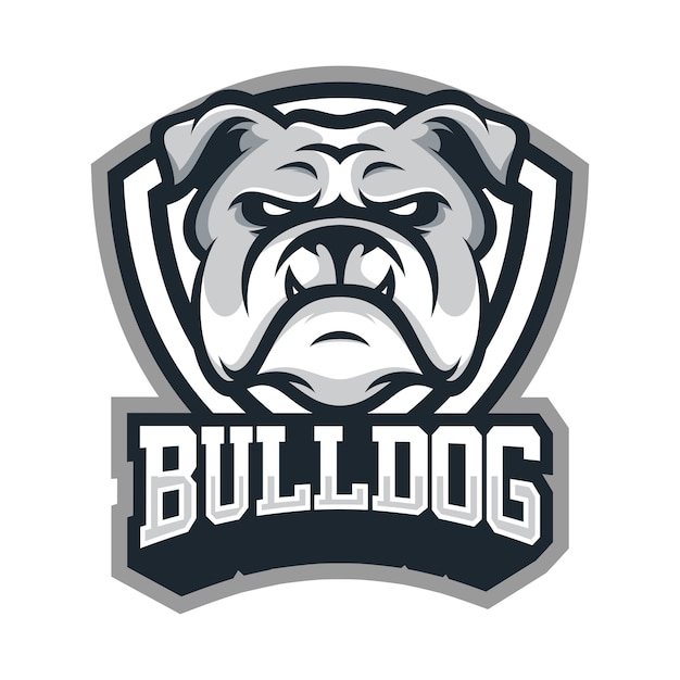 Bulldog dieren sport mascotte hoofd logo vector