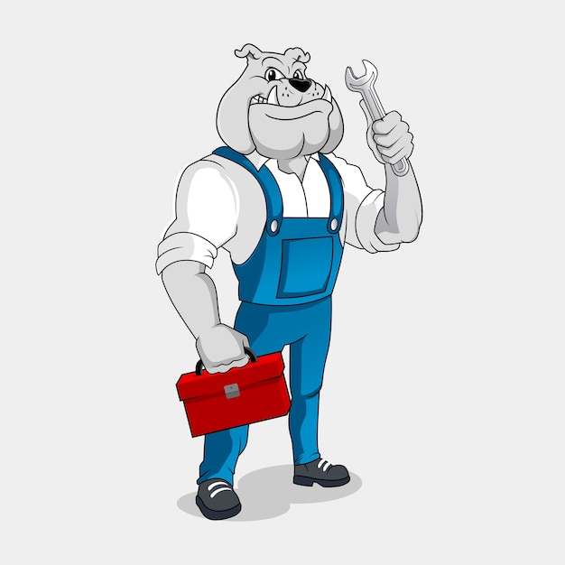 Vector bulldog handyman mascot