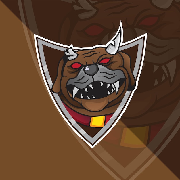 Bulldog head esport mascot logo per giochi esport e sport premium vettore gratuito