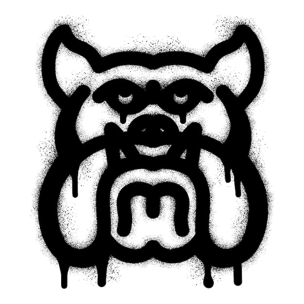Vector bulldog head icon graffiti with black spray paint