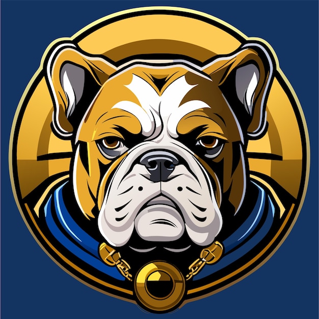 Bulldog head mascot hand drawn flat stylish cartoon sticker icon concept isolated illustration