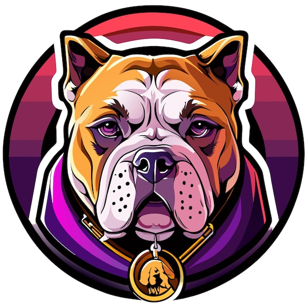 Bulldog head mascot hand drawn flat stylish cartoon sticker icon concept isolated illustration