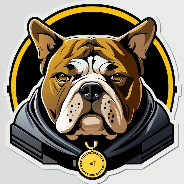 Bulldog head mascot hand drawn flat stylish cartoon sticker icon concept isolated illustration