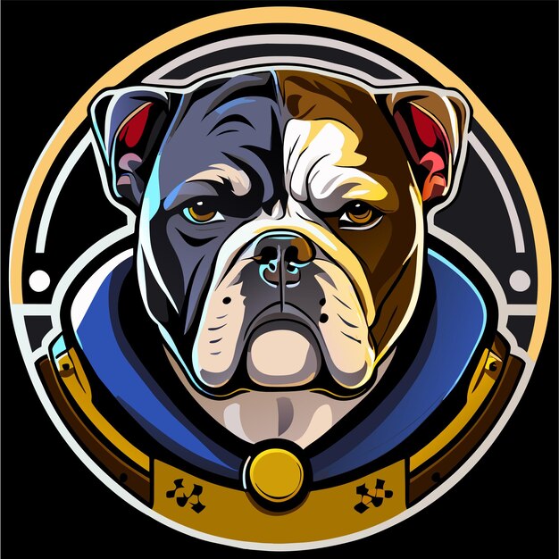 Vector bulldog head mascot hand drawn flat stylish cartoon sticker icon concept isolated illustration