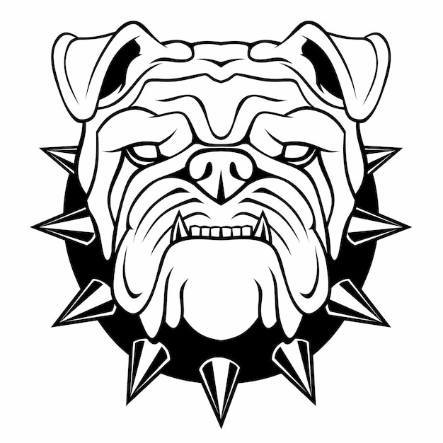 Bulldog head mascot isolated on white