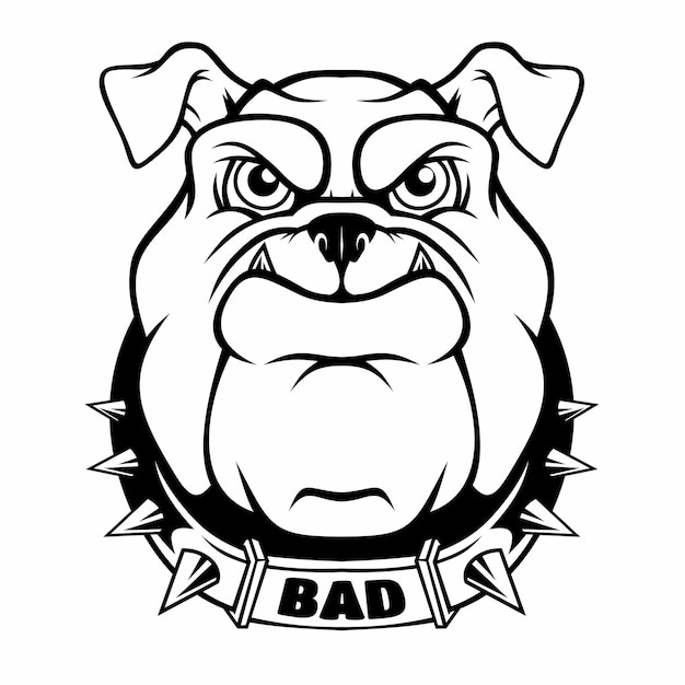 Mascotte della testa del bulldog isolata su bianco