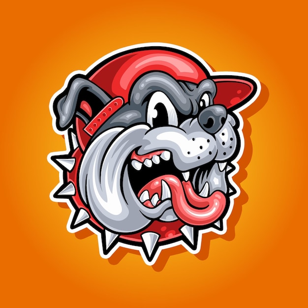  bulldog head with cartoon style