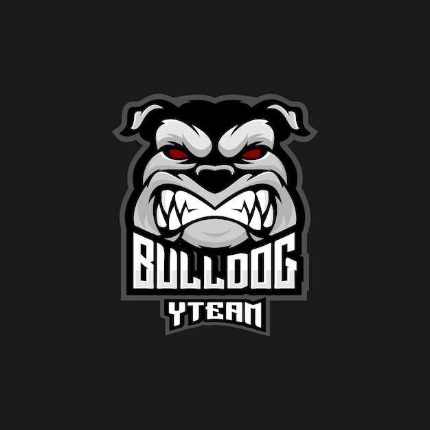 Bulldog hoofd logo ontwerp lijntekeningen