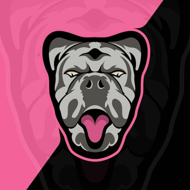 Bulldog hoofd vector mascotte illustratie