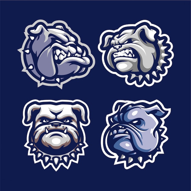Bulldog hoofdmascotte voor esport en sport logo geïsoleerd