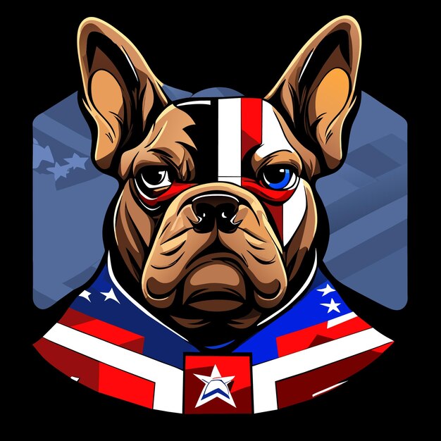 Vector bulldog icon stars and stripes concept