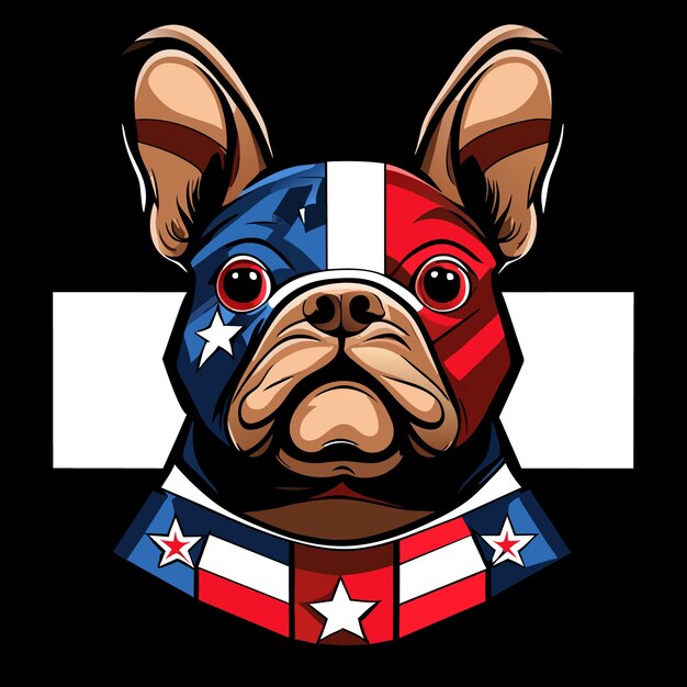 Vettore icona del bulldog con rosso, bianco e blu
