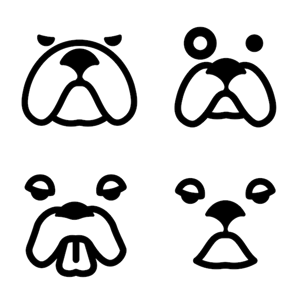 Bulldog lijn pictogramserie.