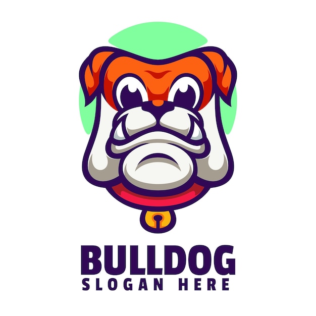 Un logo di bulldog con una testa di cane