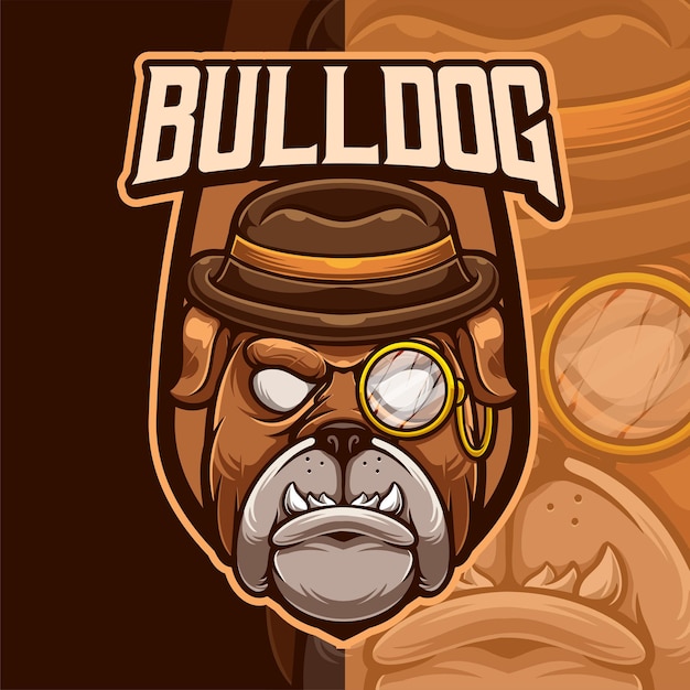 Bulldog mascot cartoon logo template