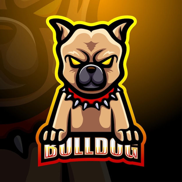 Bulldog mascotte esport logo afbeelding