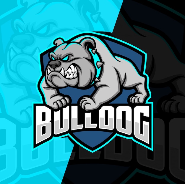 bulldog mascotte esport logo ontwerp