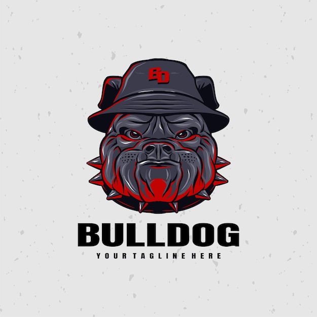 bulldog met hoed logo vector premium