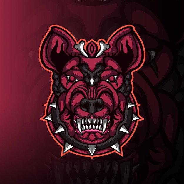 Logo della mascotte di gioco testa di mostro bulldog