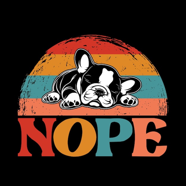 Bulldog Nope Retro Typografie T-Shirt Ontwerp Vector