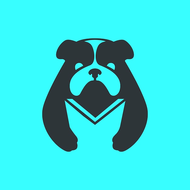 Bulldog pets dog reading book study smart mascot cartoon flat modern logo icon vector illustration