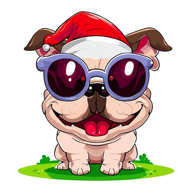 Vector bulldog pup spreading joy