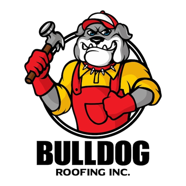 Bulldog Roofing cartoon mascot character vector, for logo or illustration