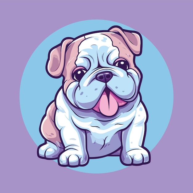 bulldog Schattige kleine cartoon kawaii anime karakter Binnenlands huisdier Wild dier Platte vector