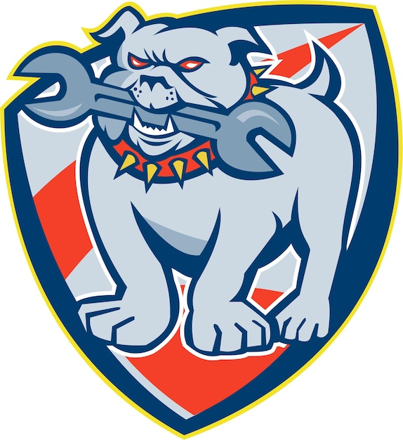 Bulldog Spanner Mascot Shield