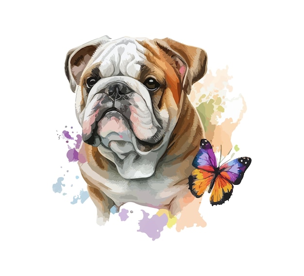 Bulldog warecolor Vector illustration desing