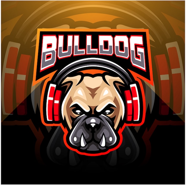 Vector bulldog wearing headphones esport mascot logo