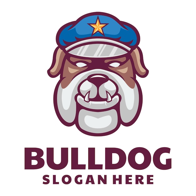 Bulldog Wearing Pilot Hat Logo