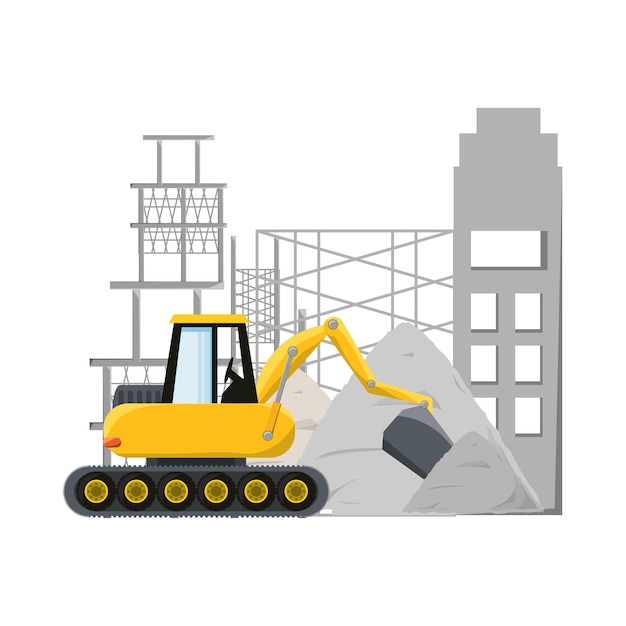 Bulldozer under construction concept